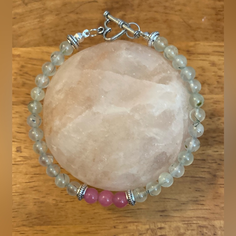 Genuine  Jade & Prehnite crystal bracelet